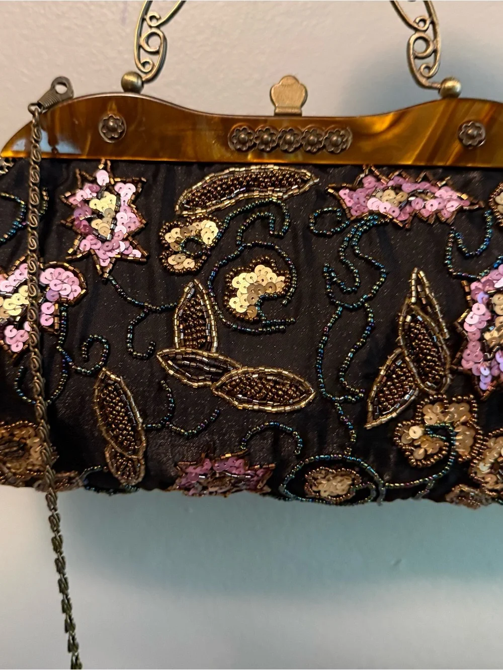 Vintage Beaded-Sequence Evening Clutch Bag - Picture 2 of 8